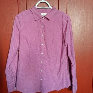 J. Crew Women's Button Down in red and white pattern, size M